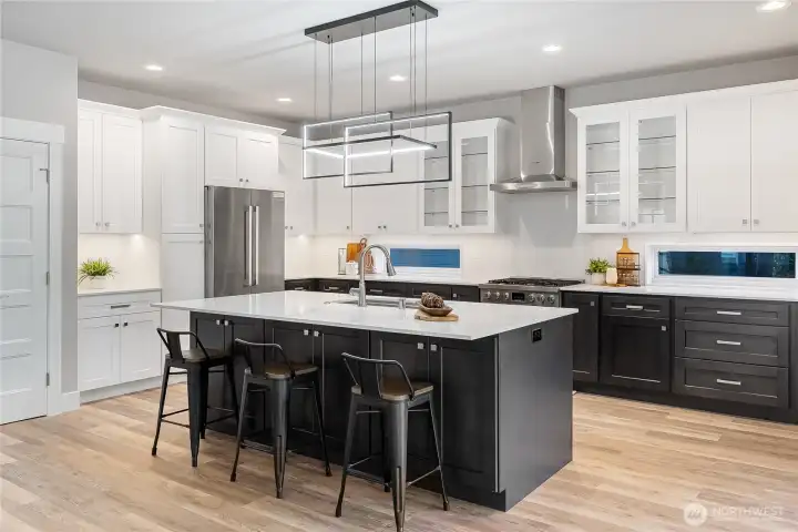 Kitchen pantry, separate coffee bar area, more storage cabinets under the kitchen island, all Bosh stainless steel appliance package!