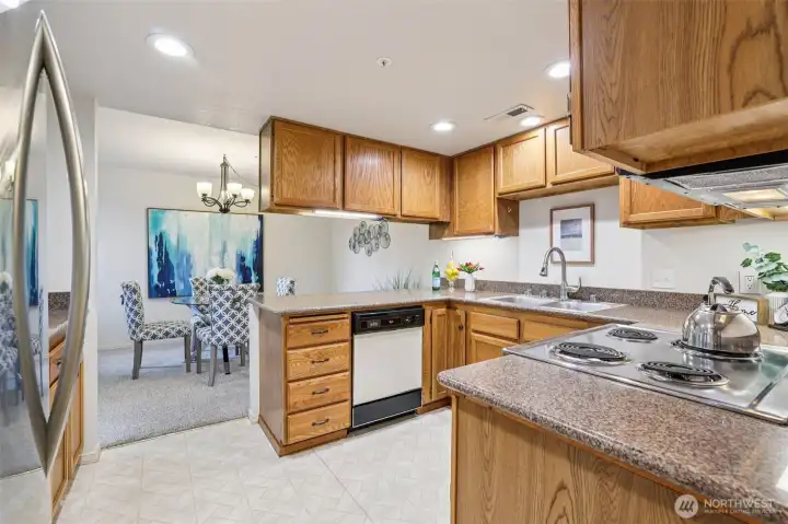 Kitchen is open to the dining room