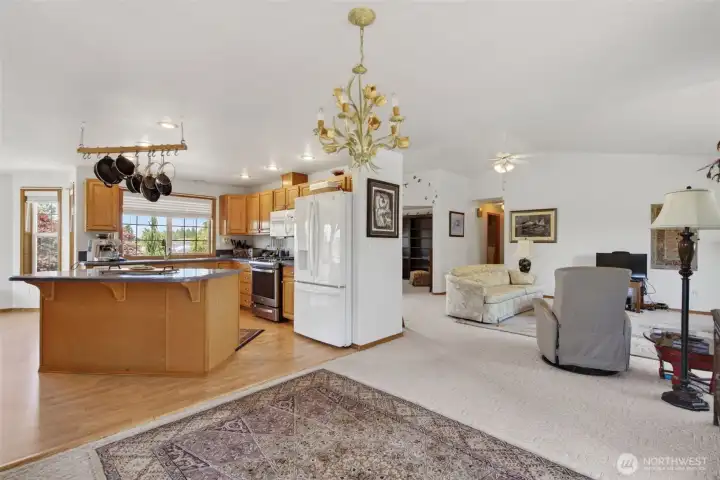 Kitchen, Dining Area and Living Room