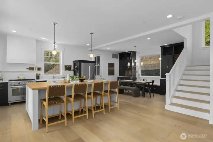 Open-concept great room with a light and inviting feel.