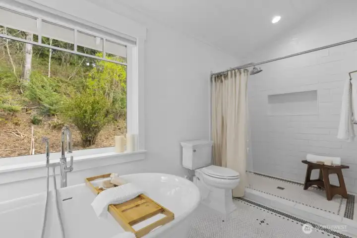 Generous walk-in shower.
