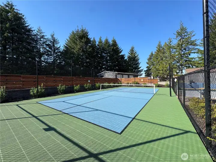 Clubhouse sports court for pickleball, tennis, badminton