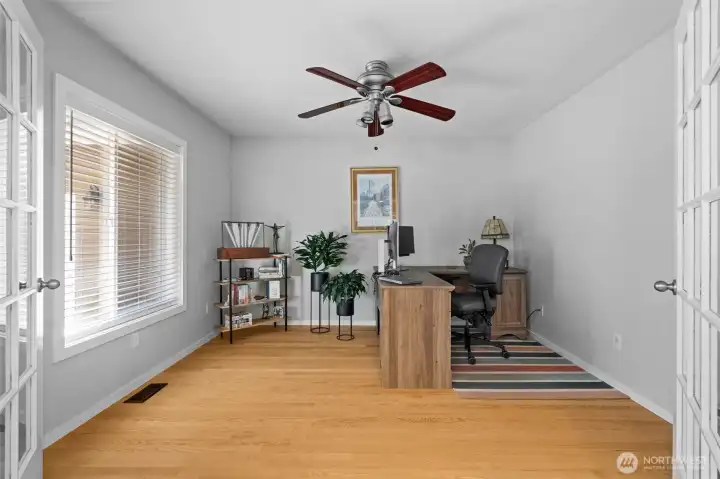 Private office or den with French doors and generous natural light. Private office or den with French doors and generous natural light.