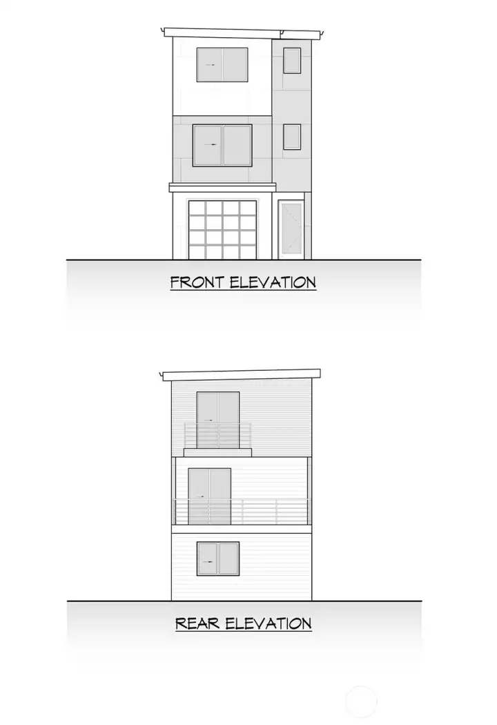 Architectural elevations front and rear