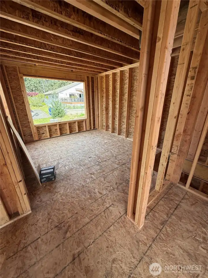 Living room, framed in