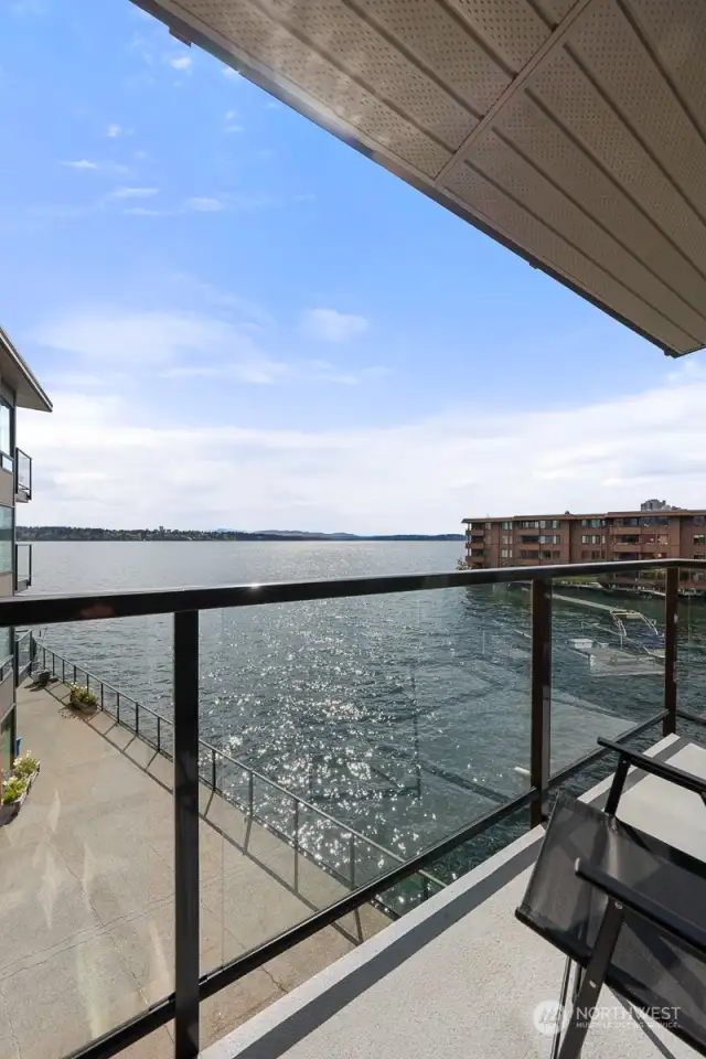 Balcony  with view of lake and Mt Rainier