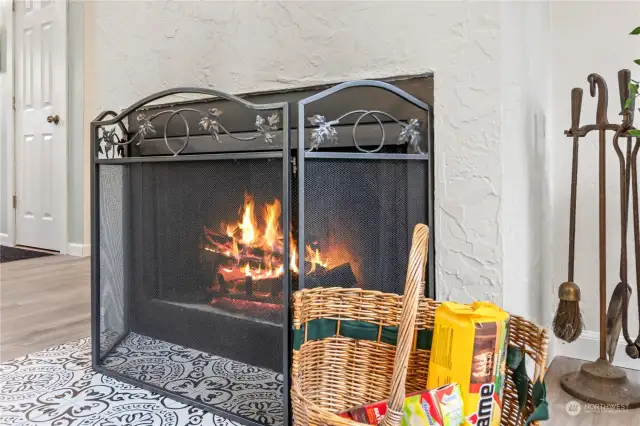 Cozy fireplace is perfect this time of year!