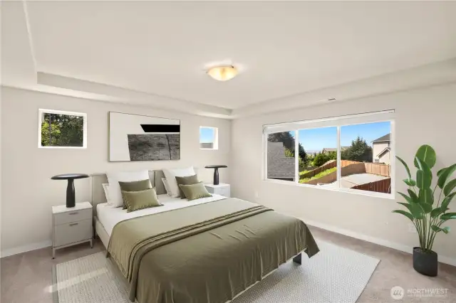 Primary suite is just the place to relax, recharge and reconnect.                                            virtually staged