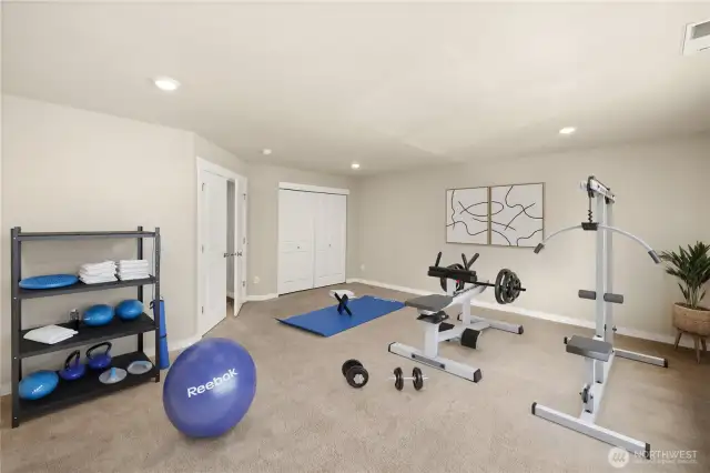 Big bonus room ideal for your home gym!  Cardio to yoga, great space.