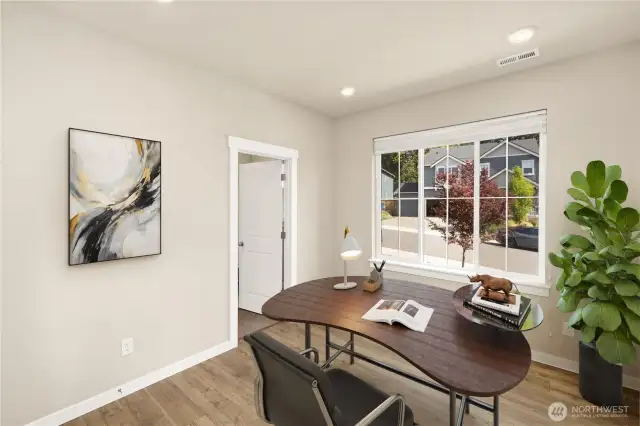 Office, den or a main floor bedroom.  With the three quarter bath just through the door, it's ideal for multi-generational living.                                                                                                              virtually staged
