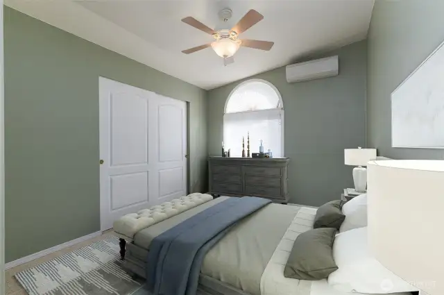Primary bedroom virtually staged