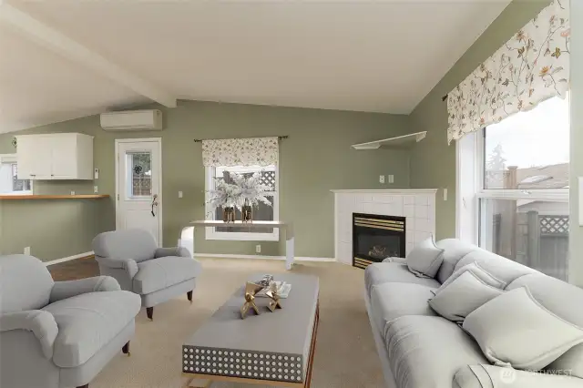 Virtually staged spacious living room