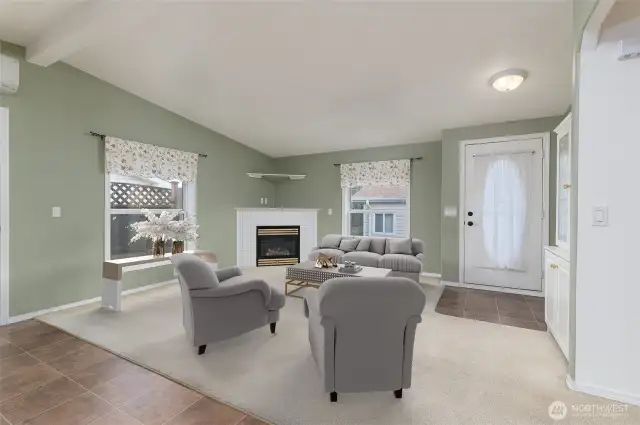 Virtually staged living room