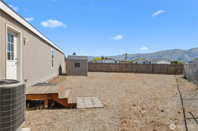 Fully fenced backyard.