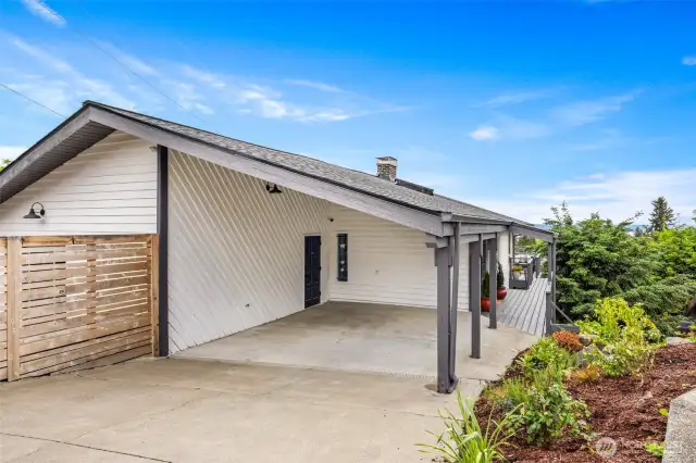 Main level carport parking and front door access
