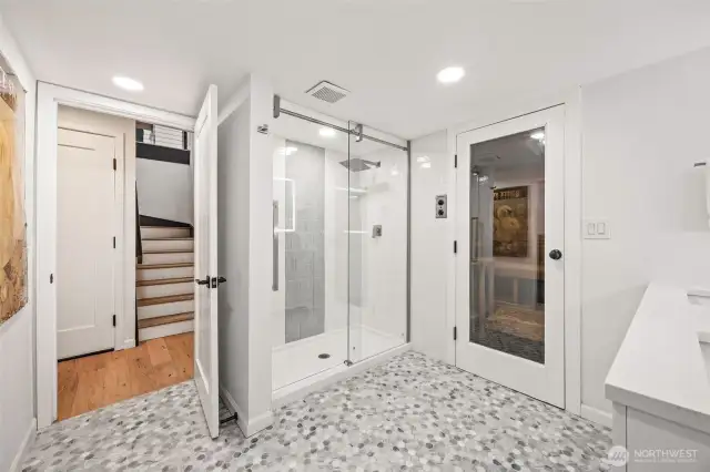 ¾ bath with sauna on lower level