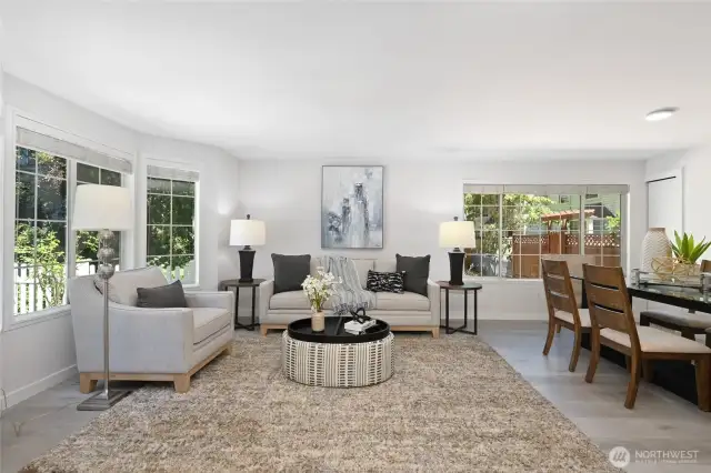Bright spacious dining/living room