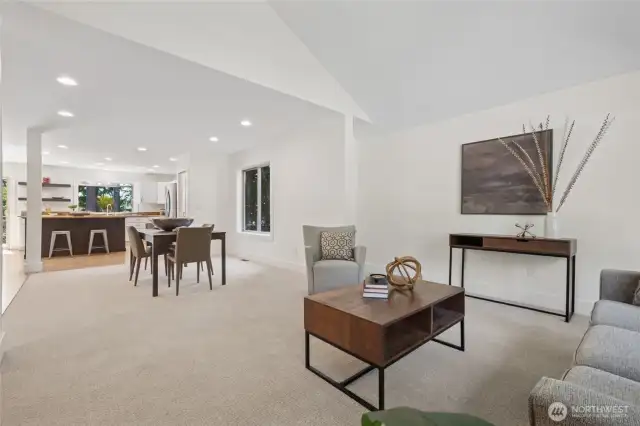 With brand new carpeting throughout, these formal spaces offer a graceful flow from living to dining.