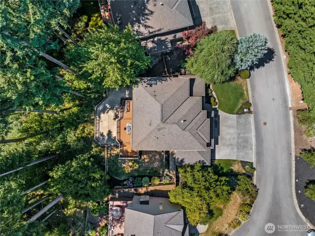 Nestled in a serene wooded setting.