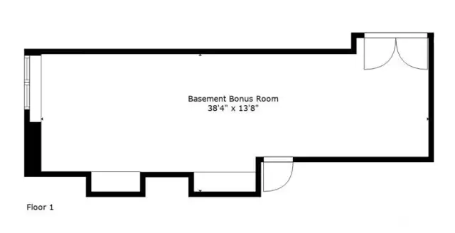 Lower exterior-accessed basement. Dimensions are approximate.