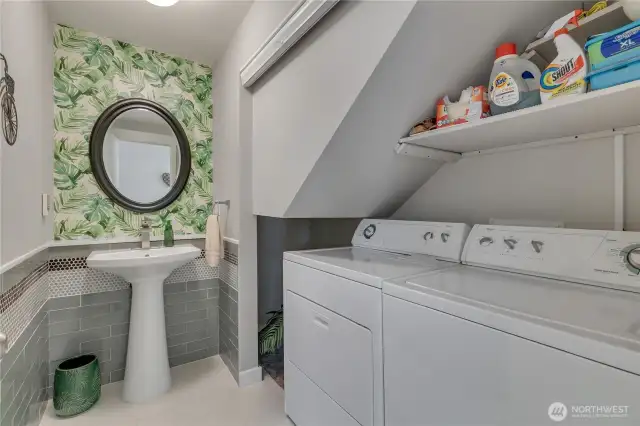 Newly added half-bath and Laundry