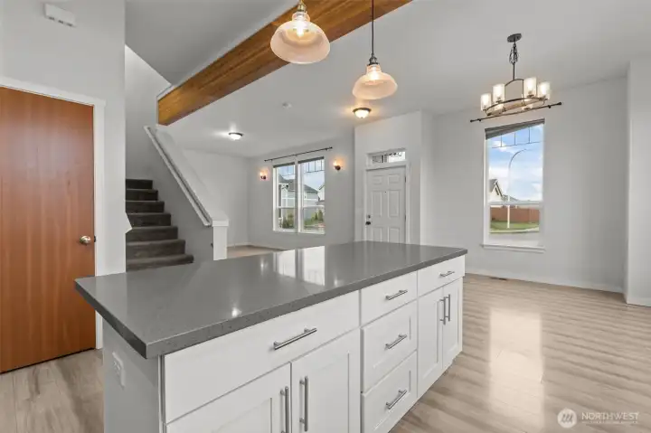 Oversized, massive Kitchen Island with breakfast bar