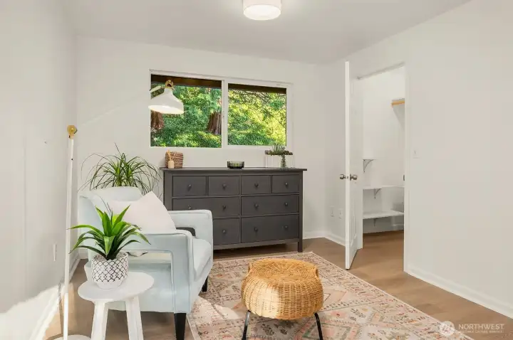 Generous primary with walk in closet