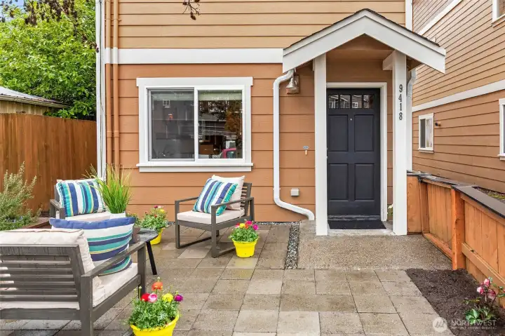 The inviting patio is a terrific place to hang out