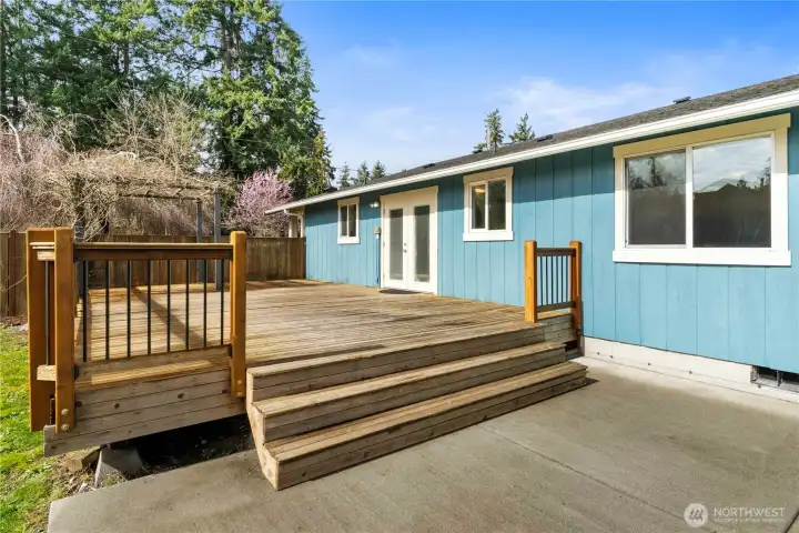 Beneath the deck, there’s a concrete pad and wiring already connected to the shop, ready for your future hot tub.