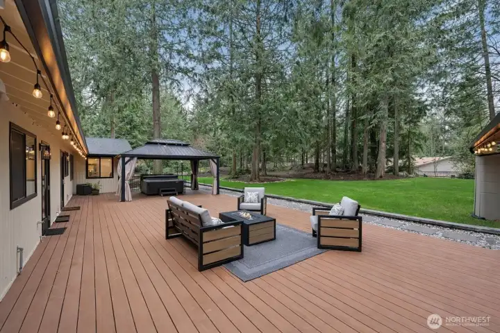 Just off the primary suite, a hot tub with a custom cabana creates the ultimate private escape. Just off the primary suite, a hot tub with a custom cabana creates the ultimate private escape.