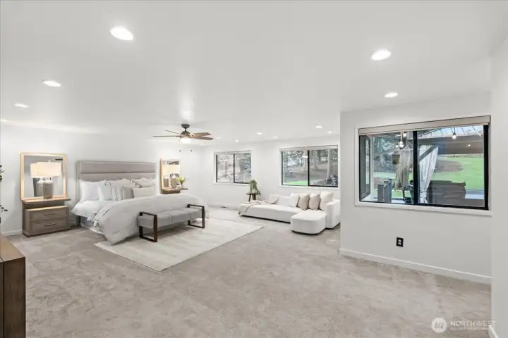 The primary suite is incredibly spacious and truly worthy of the name.