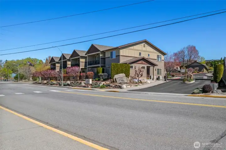 View of complex from Baker Ave.  B203 is a building not pictured but set back within the Montebello complex where it's quiet and peaceful.