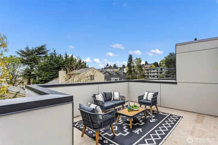 View of rooftop deck toward Magnolia Village.