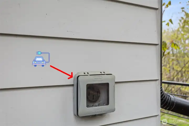 E/V outlet ready for you to add a charger.