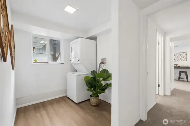 Bright laundry room with practical layout