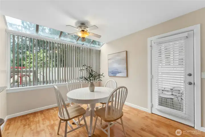 Cozy Informal Family room w fireplace and skylights