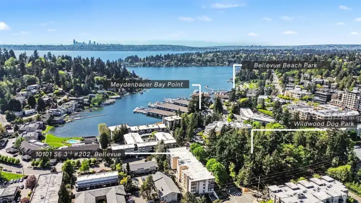 Perfectly situated to enjoy city perks while surrounded by water and greenery, near Meydenbauer Bay and Bellevue Beach Park.