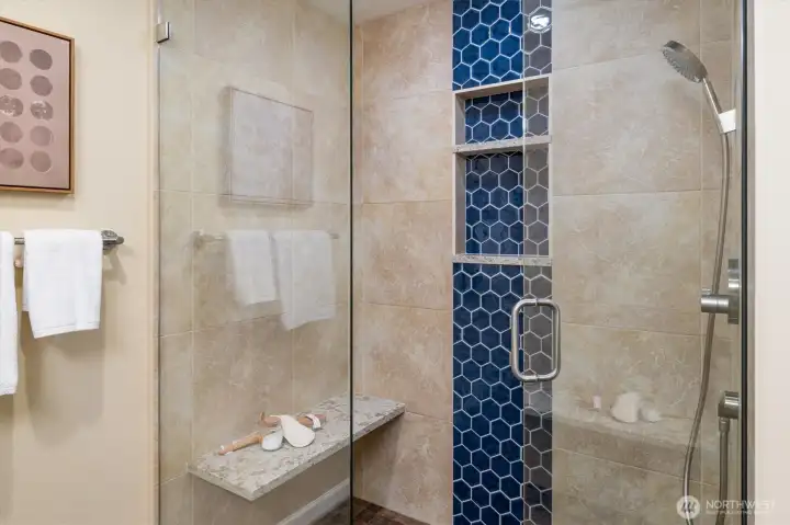 Spacious walk in shower