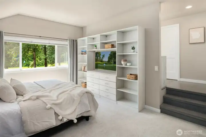 Built in shelving unit with TV that stays with the home. Built in shelving unit with TV that stays with the home.