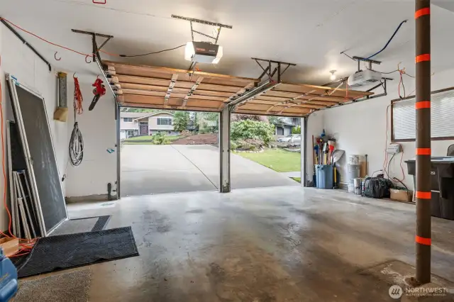 Spacious two-car garage.