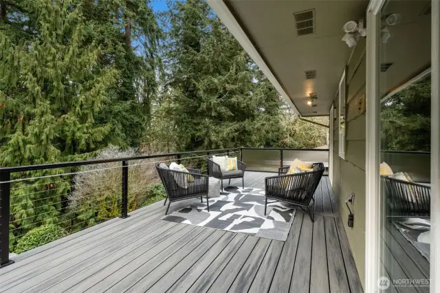 Deck off the kitchen sliding door.