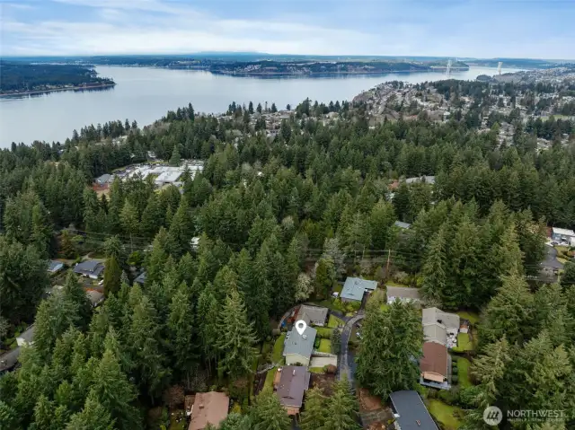 Scenic Beckonridge neighborhood with views of Puget Sound.