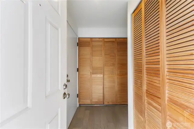 Front door entrance tons of closets