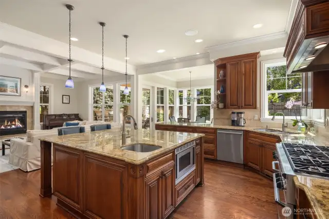 Huge Kitchen with slab granite counters