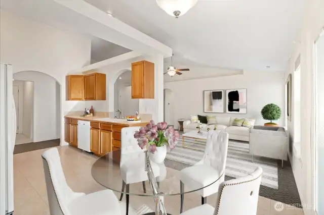virtually staged dining room