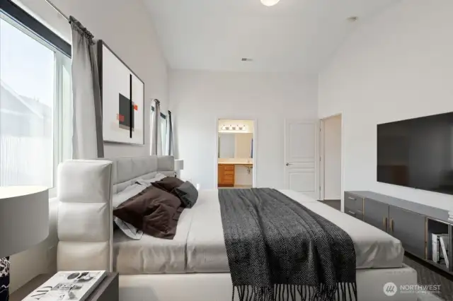 Virtually staged primary bed