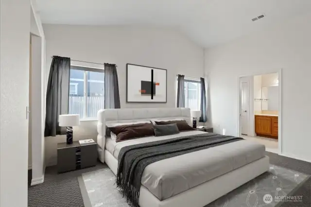 Virtually staged primary bed