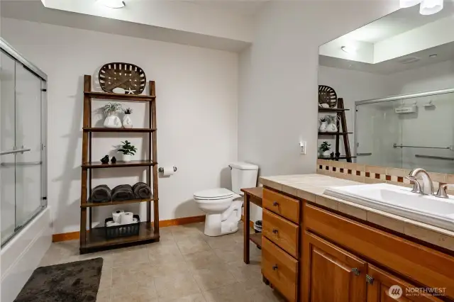 Spacious bathroom, radiant floor heat.