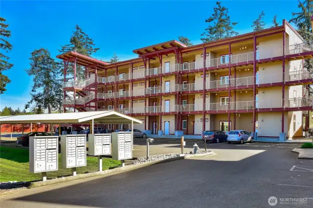 Exterior back and parking.
