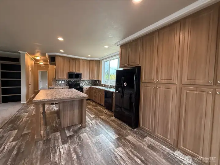 View from dining area across kitchen